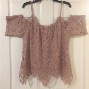 Francesca's Off-The-Shoulder Blush Shirt: Size M